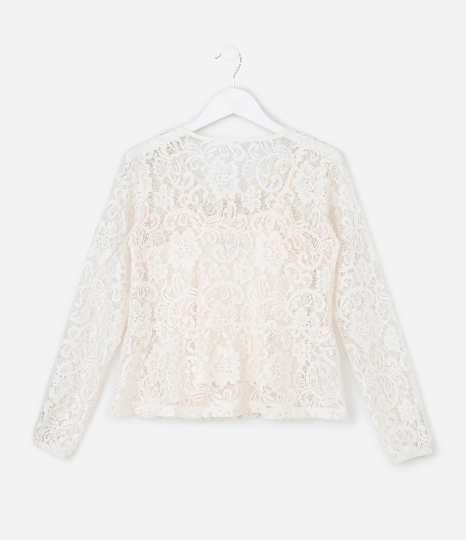 Camiseta Infantil em Renda com Lacinhos Frontais – Tam 5 a 14 Anos Off White 2