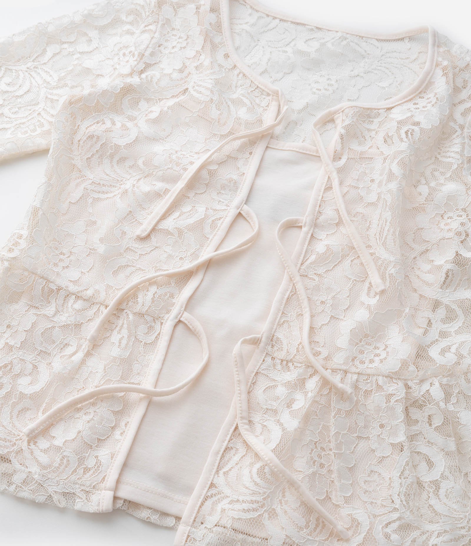 Camiseta Infantil em Renda com Lacinhos Frontais – Tam 5 a 14 Anos Off White 6