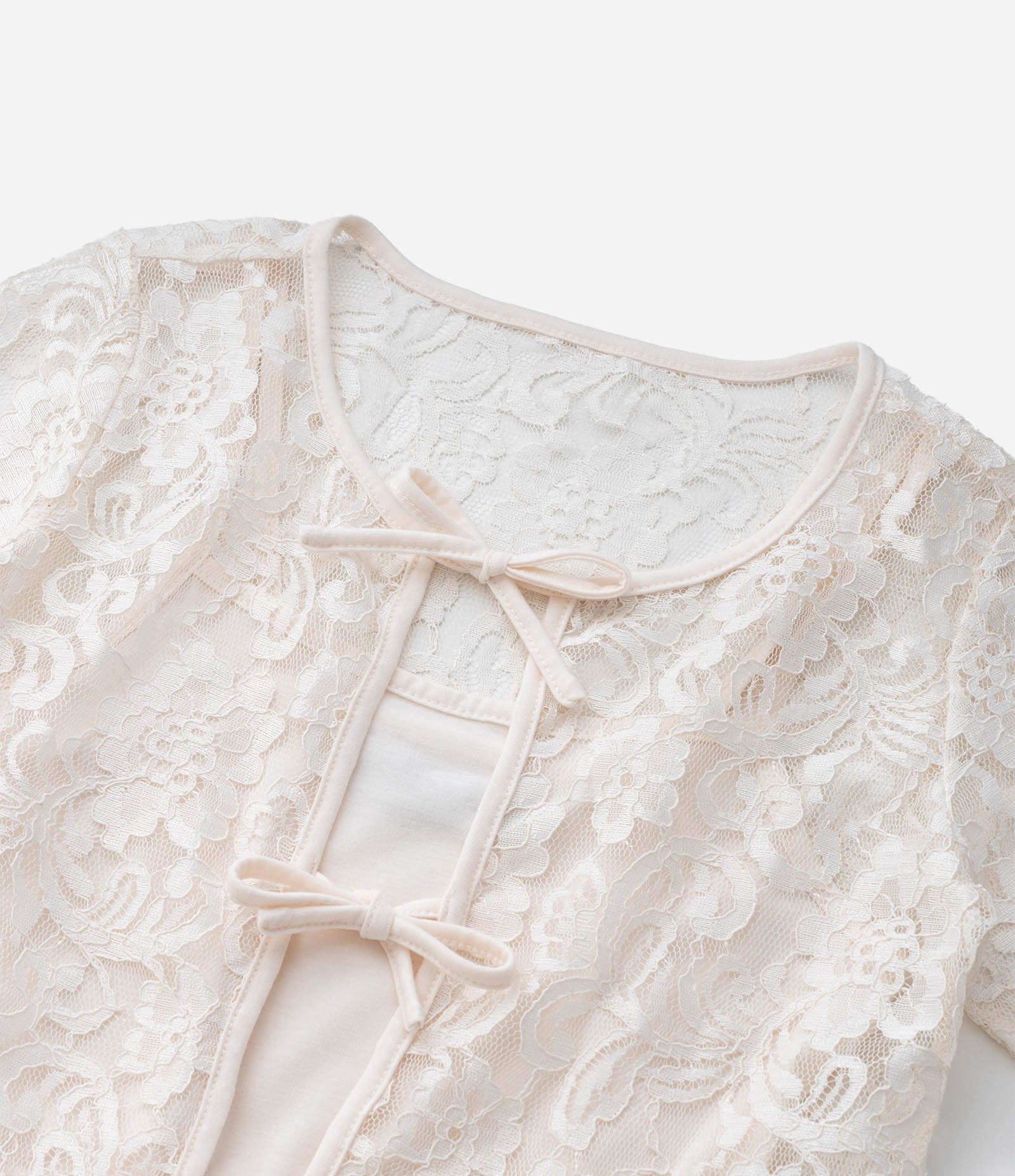 Camiseta Infantil em Renda com Lacinhos Frontais – Tam 5 a 14 Anos Off White 7