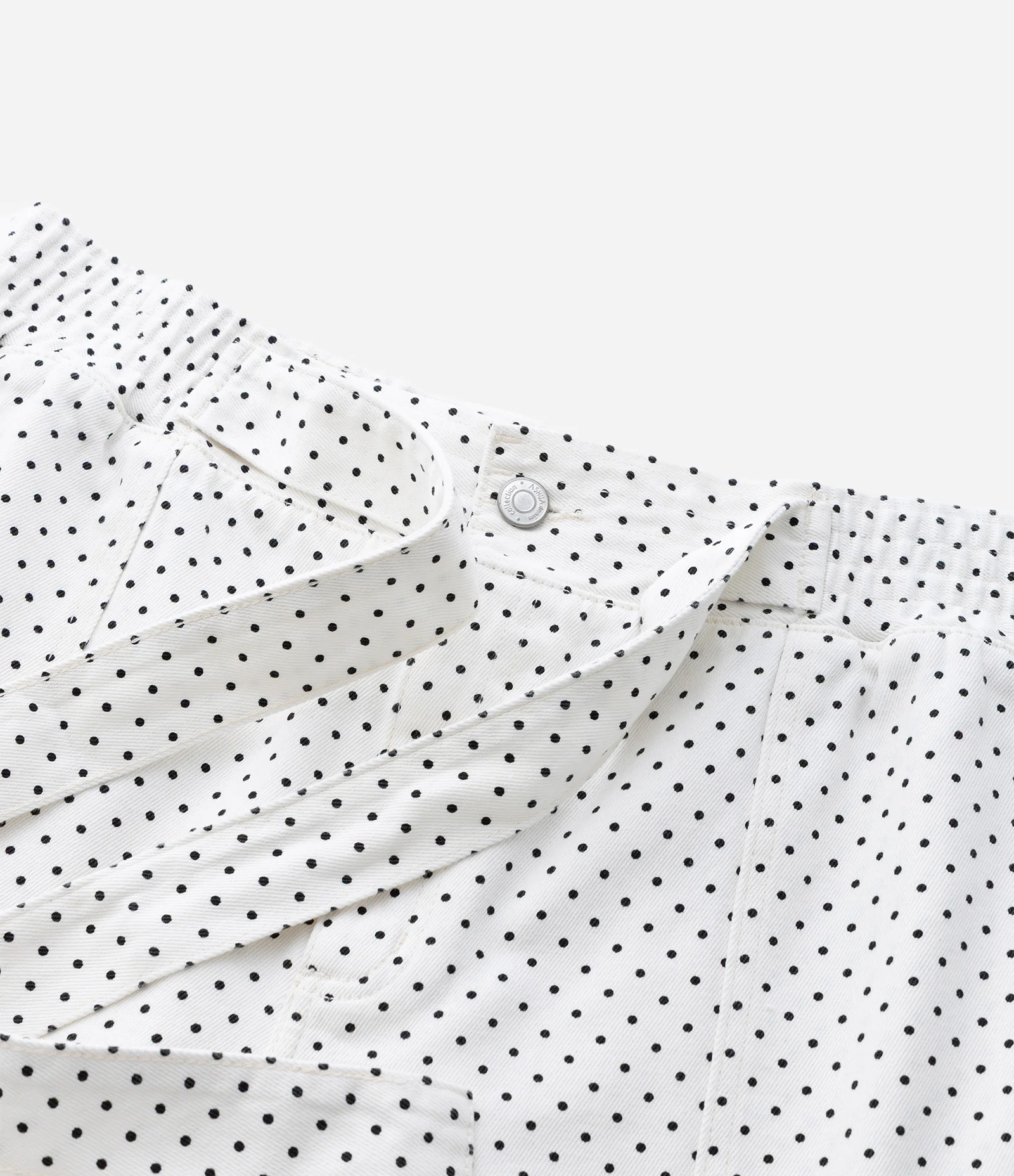 Short em Sarja com Estampa Poá e Amarração Frontal Branco 8