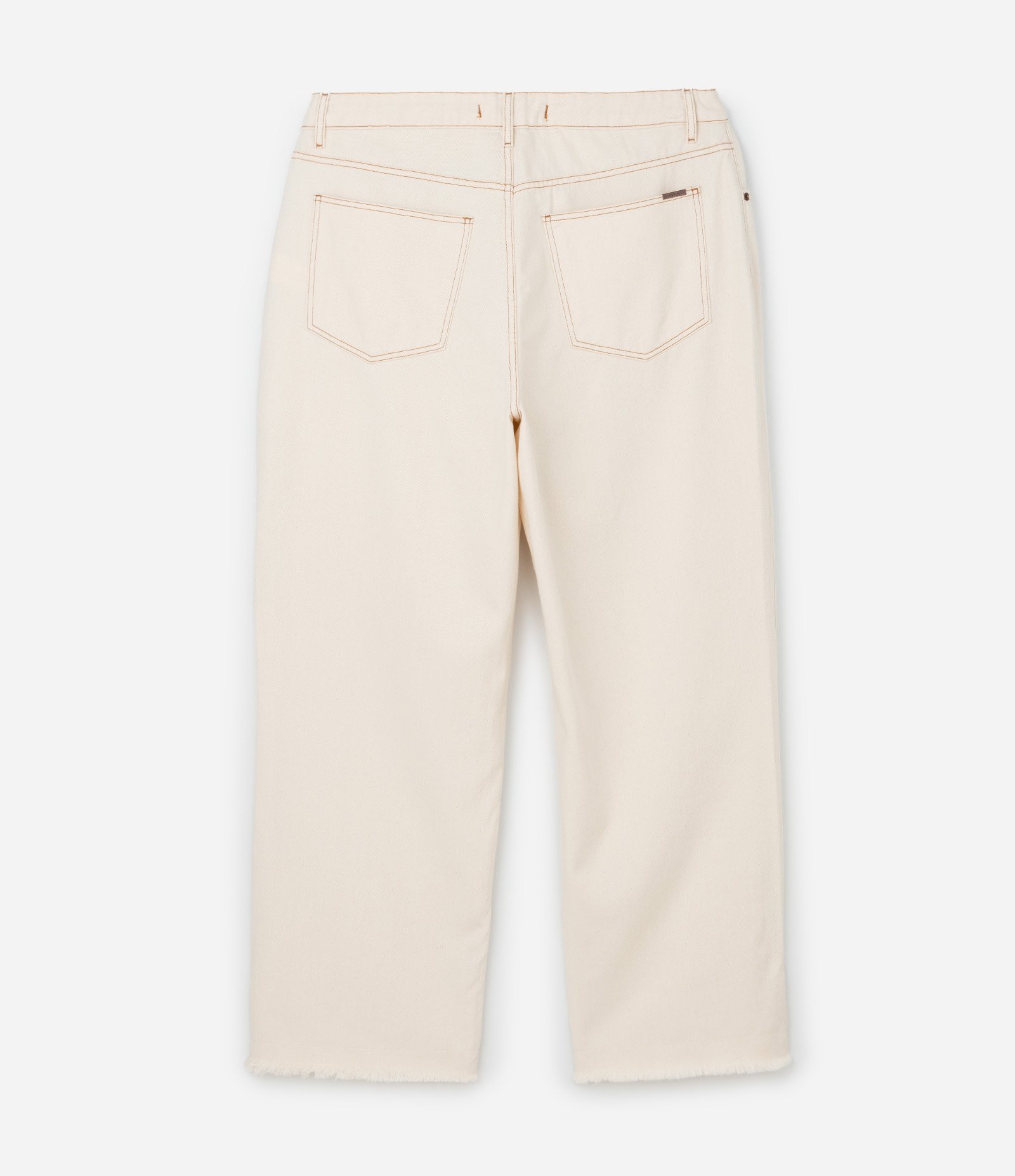 Calça Reta em Sarja com Barra Desfiada Curve & Plus Size Bege 8