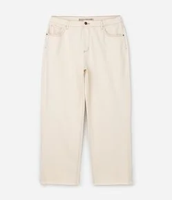 Calça Reta em Sarja com Barra Desfiada Curve & Plus Size
