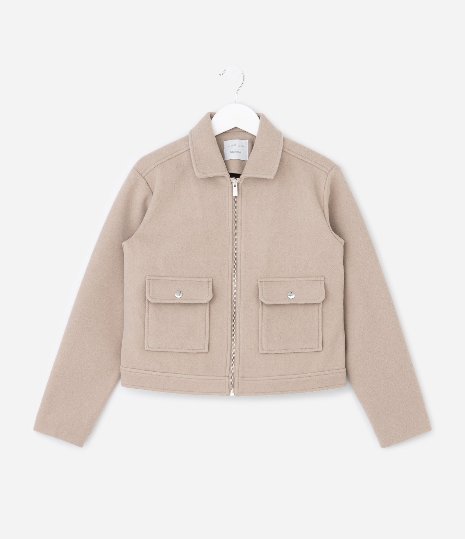 Casaco Infantil de Alfaiataria com Bolsos Frontais – Tam 5 a 14 Anos Bege Claro 1