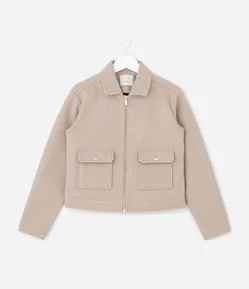 Casaco Infantil de Alfaiataria com Bolsos Frontais – Tam 5 a 14 Anos