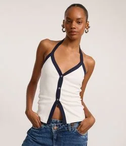 Blusa Frente Única em Ribana com Botões