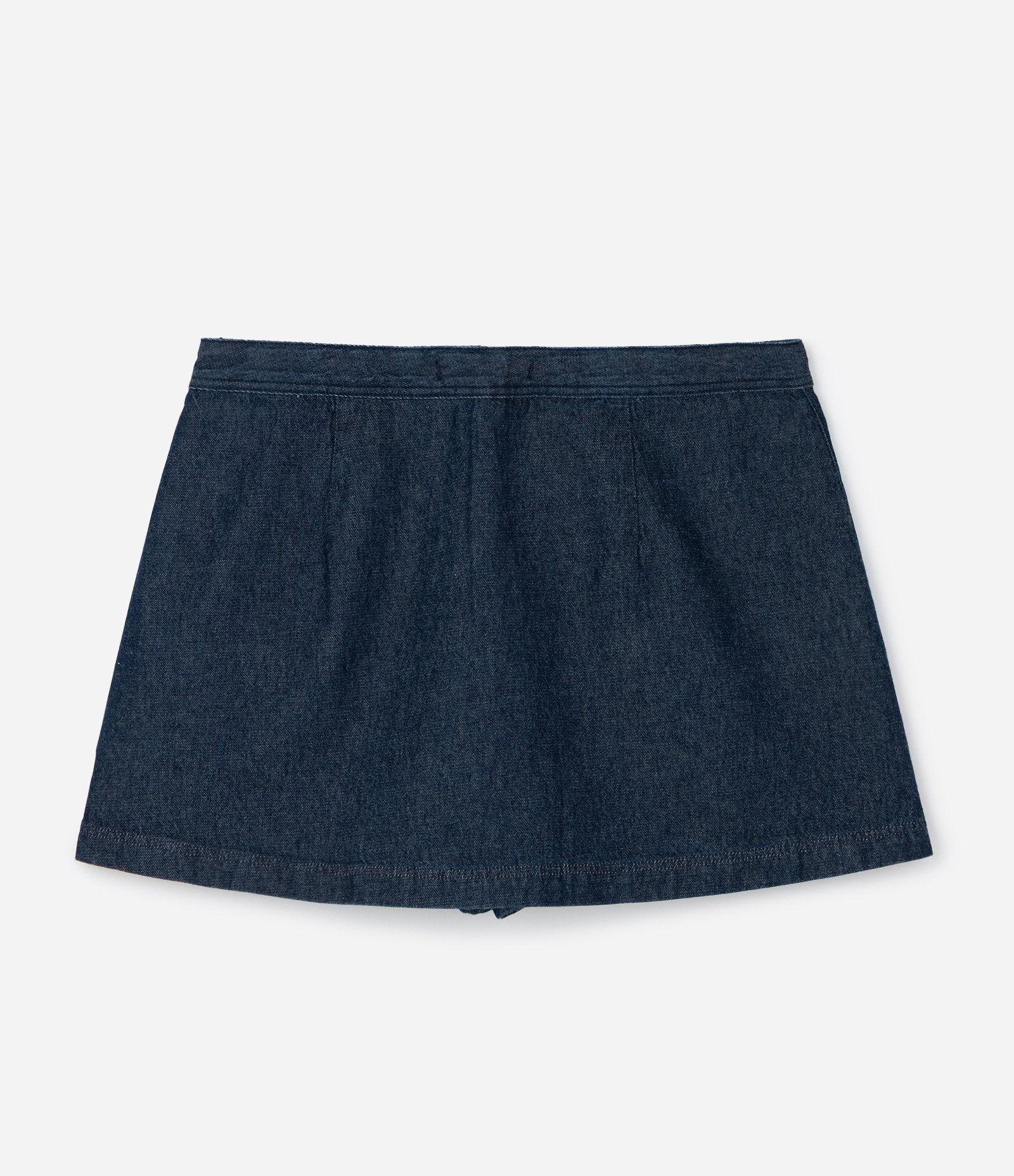 Short Saia Jeans com Frente Transpassada Curve & Plus Size Azul 2