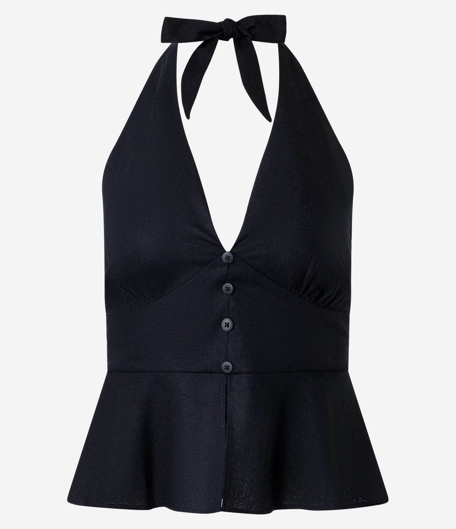 Blusa Colete Frente Única em Viscolinho com Amarração Preto 1