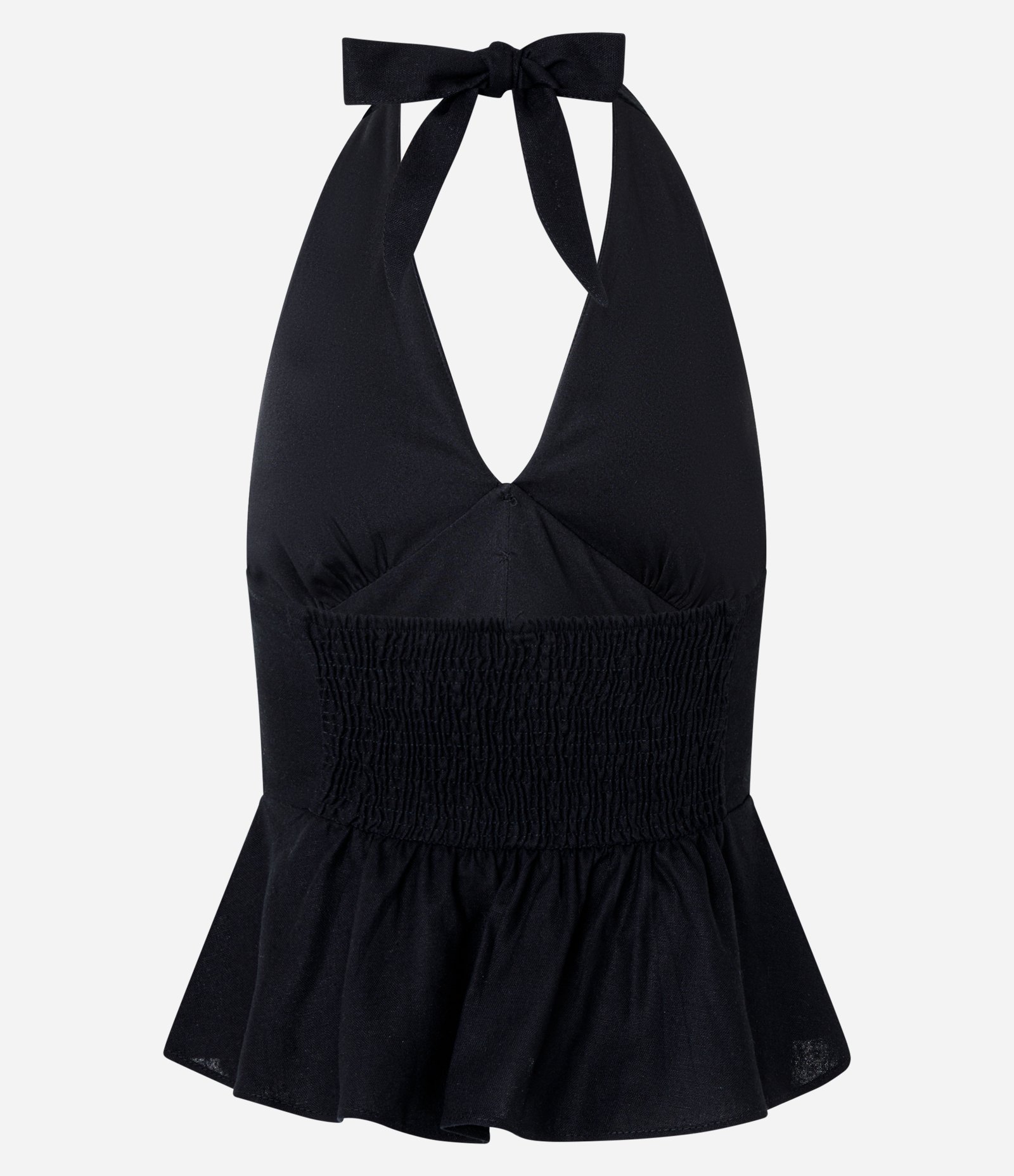 Blusa Colete Frente Única em Viscolinho com Amarração Preto 2