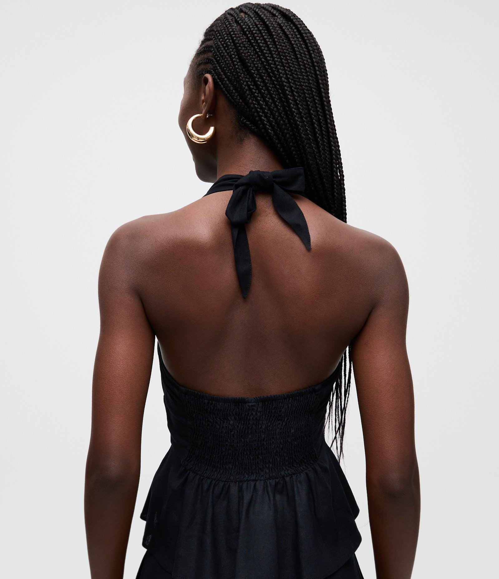 Blusa Colete Frente Única em Viscolinho com Amarração Preto 4