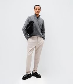 Calça Slim de Malha com Cós Meio Elástico