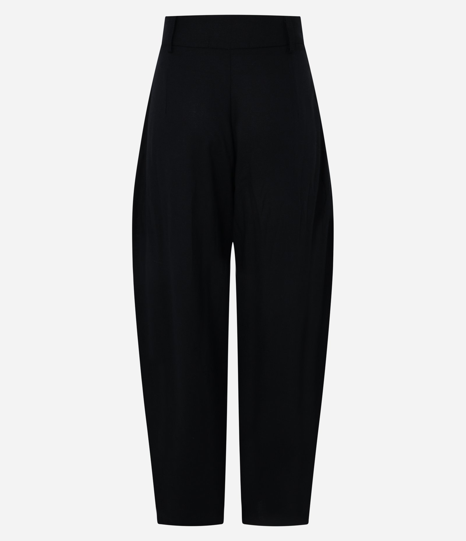 Calça Barrel em Viscose com Cintura Alta Preto 5