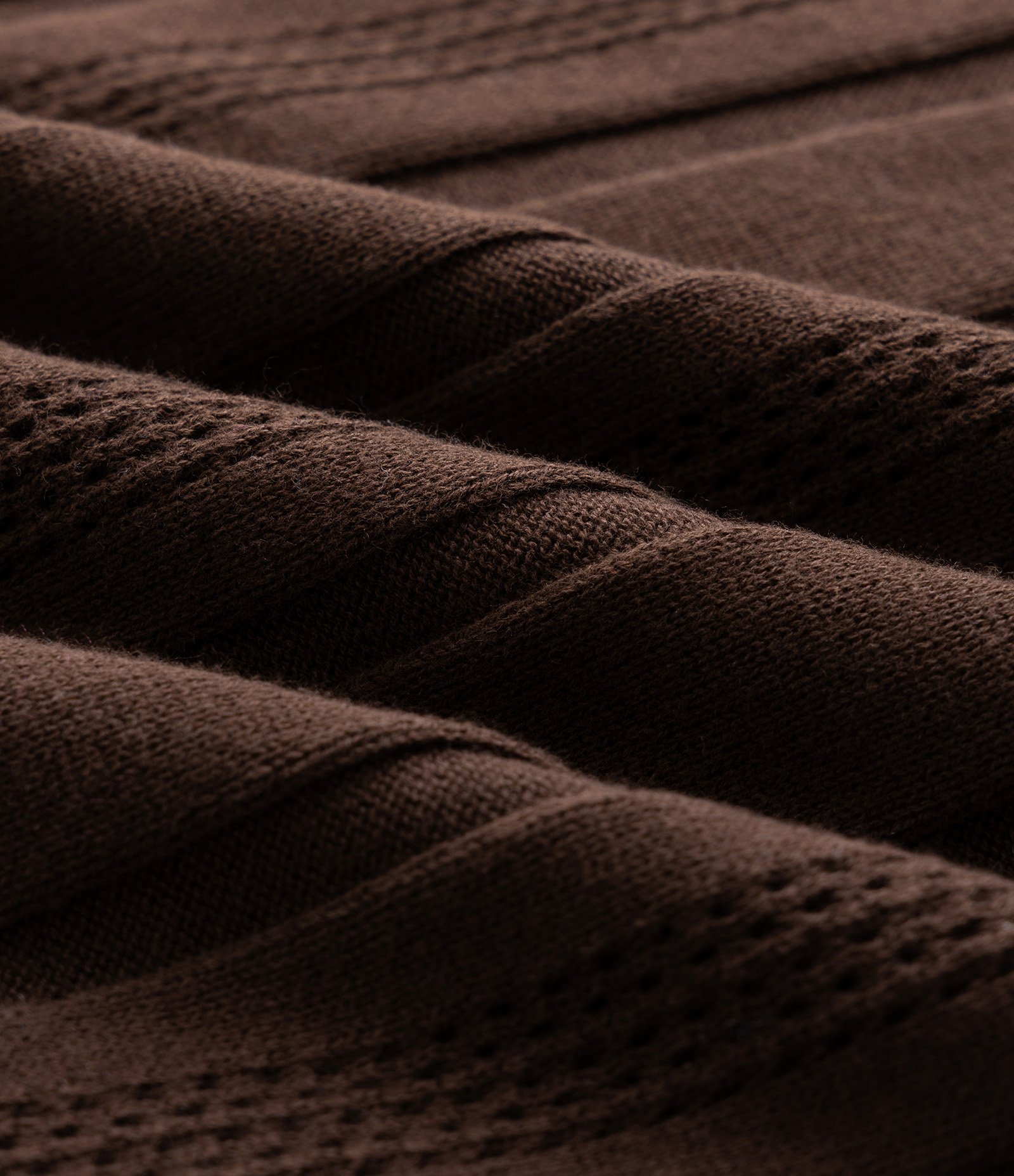 Camisa Gola Polo com Zíper em Algodão Texturizada Marrom 3