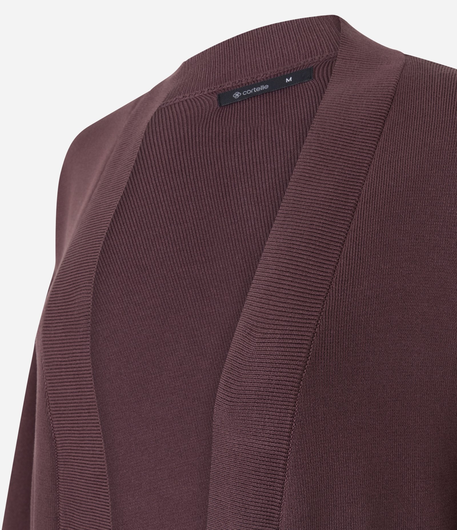Cardigan Alongado em Tricô com Bolsos Vinho 2