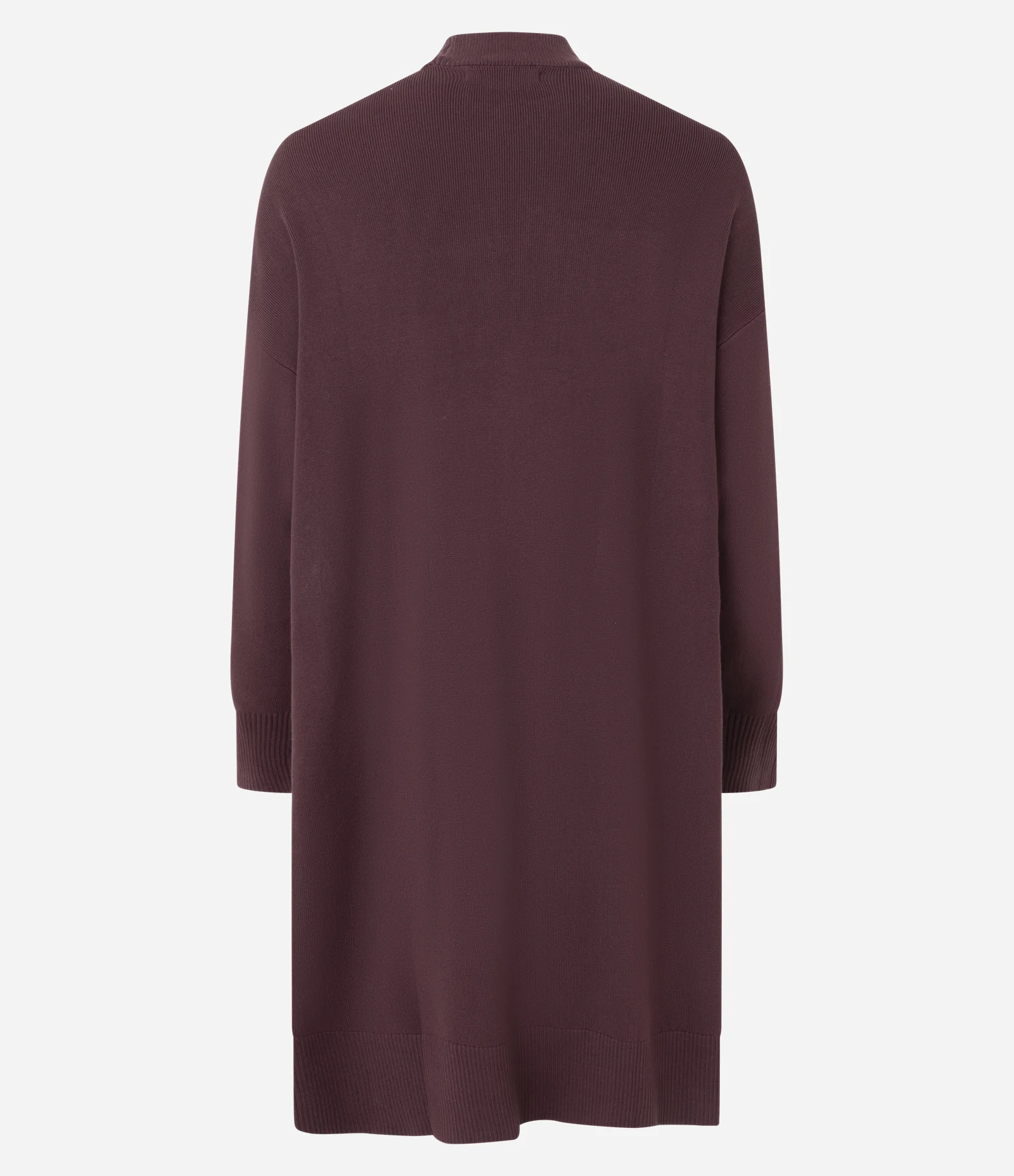 Cardigan Alongado em Tricô com Bolsos Vinho 3