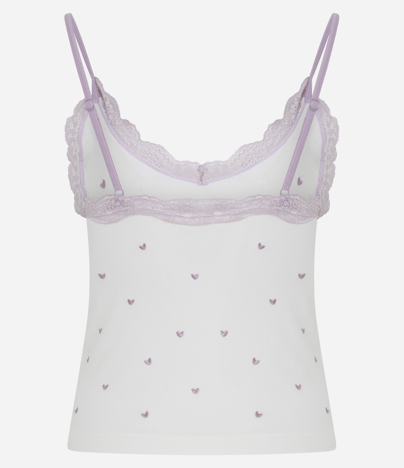 Blusa de Pijama Seamless com Corações Bordados Branco/Roxo 6