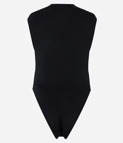 Body com Decote V Transpassado e Ombreiras