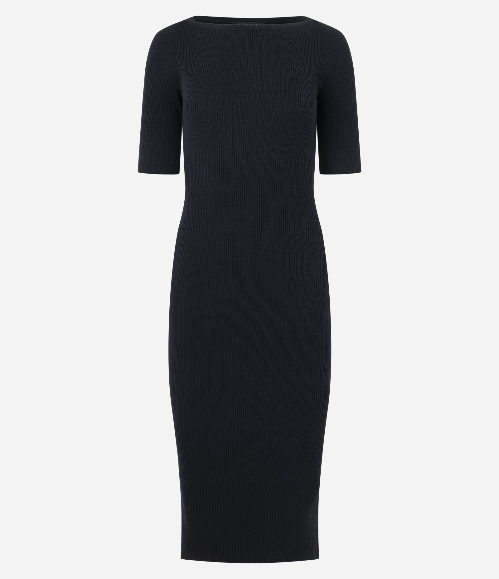 Vestido Midi em Tricô com Manga Curta Preto 1