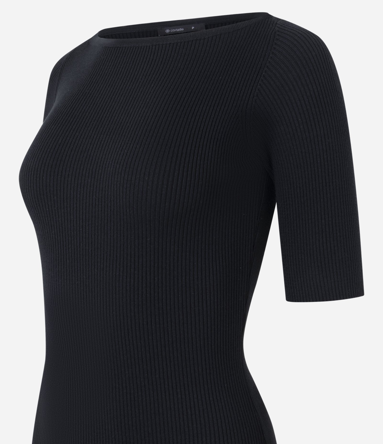 Vestido Midi em Tricô com Manga Curta Preto 2