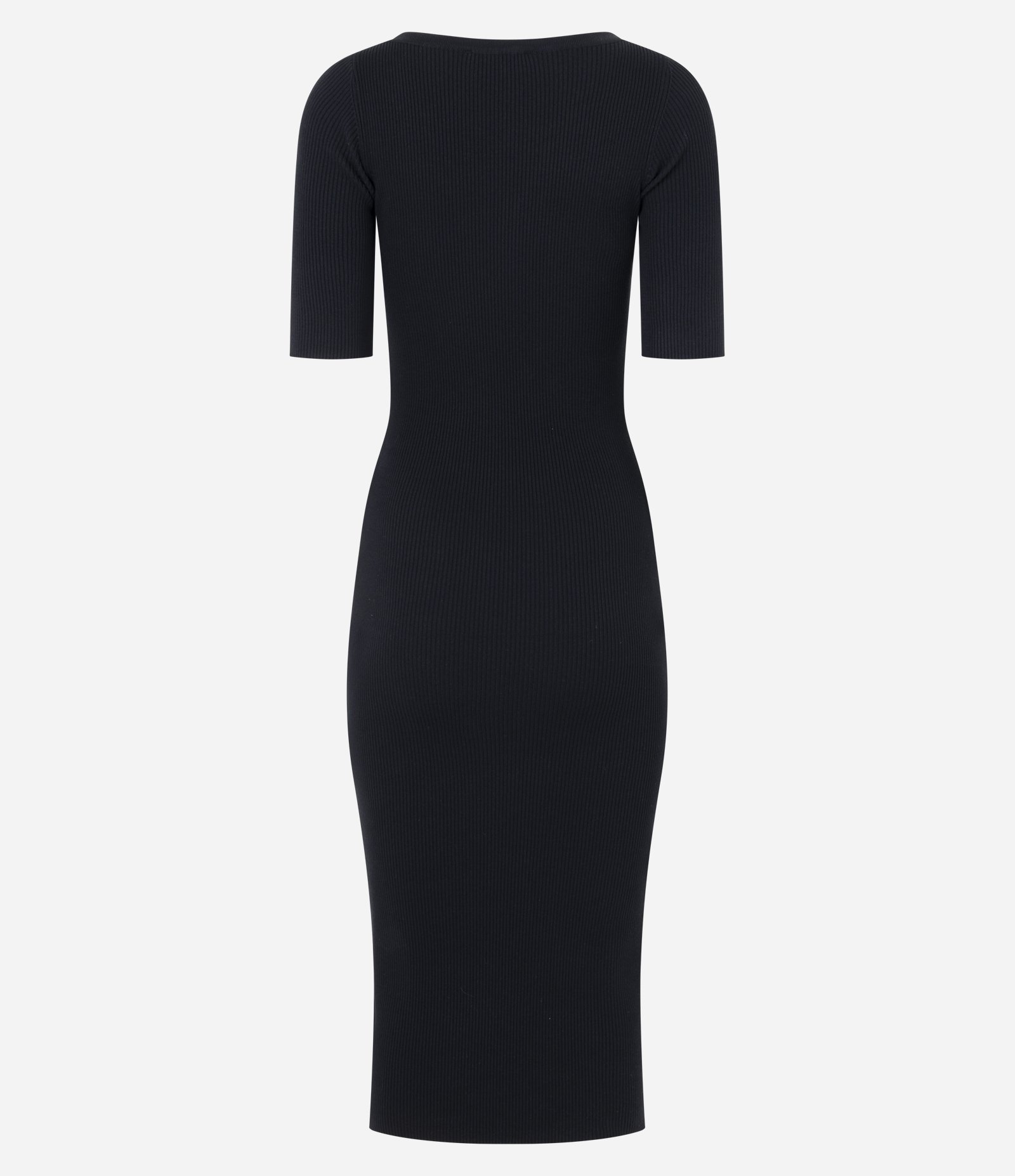 Vestido Midi em Tricô com Manga Curta Preto 3