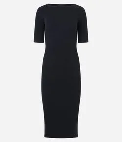 Vestido Midi em Tricô com Manga Curta