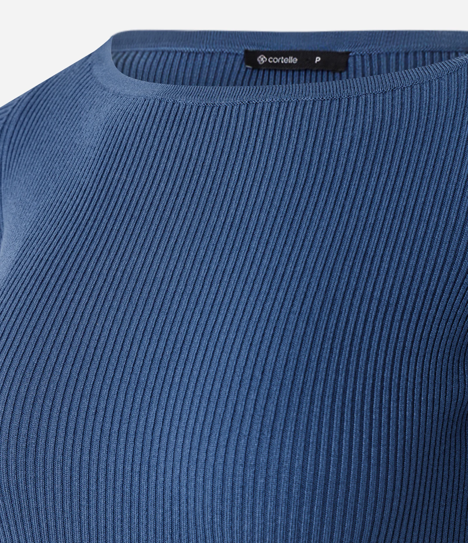 Vestido Midi em Tricô com Manga Curta Azul 2