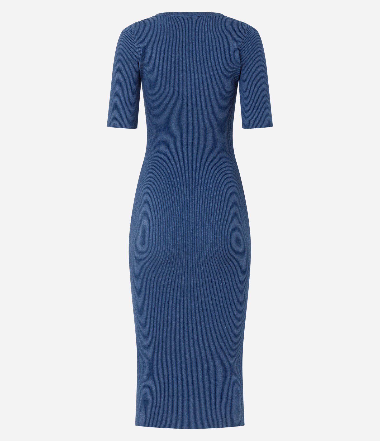 Vestido Midi em Tricô com Manga Curta Azul 3