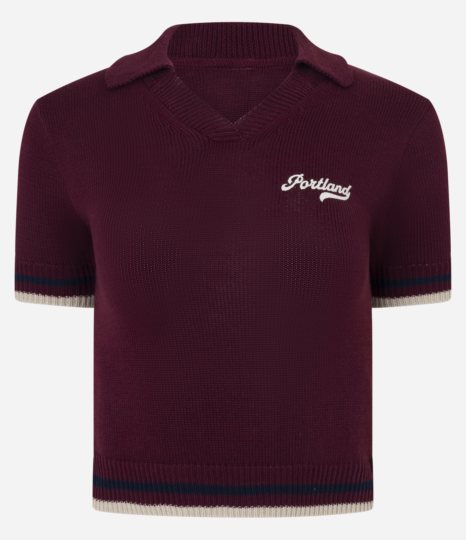 Blusa em Tricô com Gola Polo e Lettering Bordado Vermelho 1