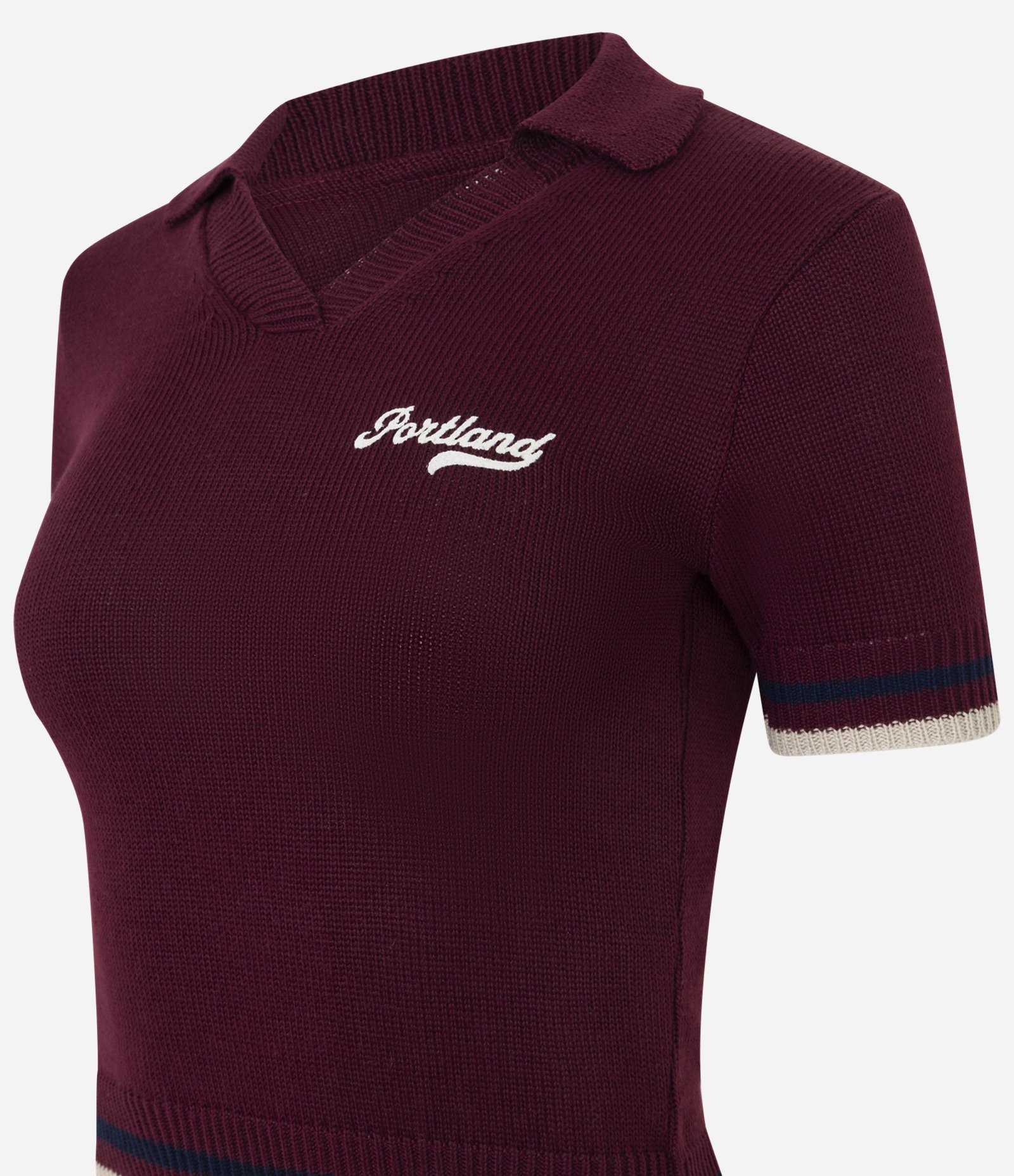 Blusa em Tricô com Gola Polo e Lettering Bordado Vermelho 2