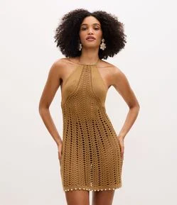 Saída de Praia Vestido Body com Pérolas na Barra