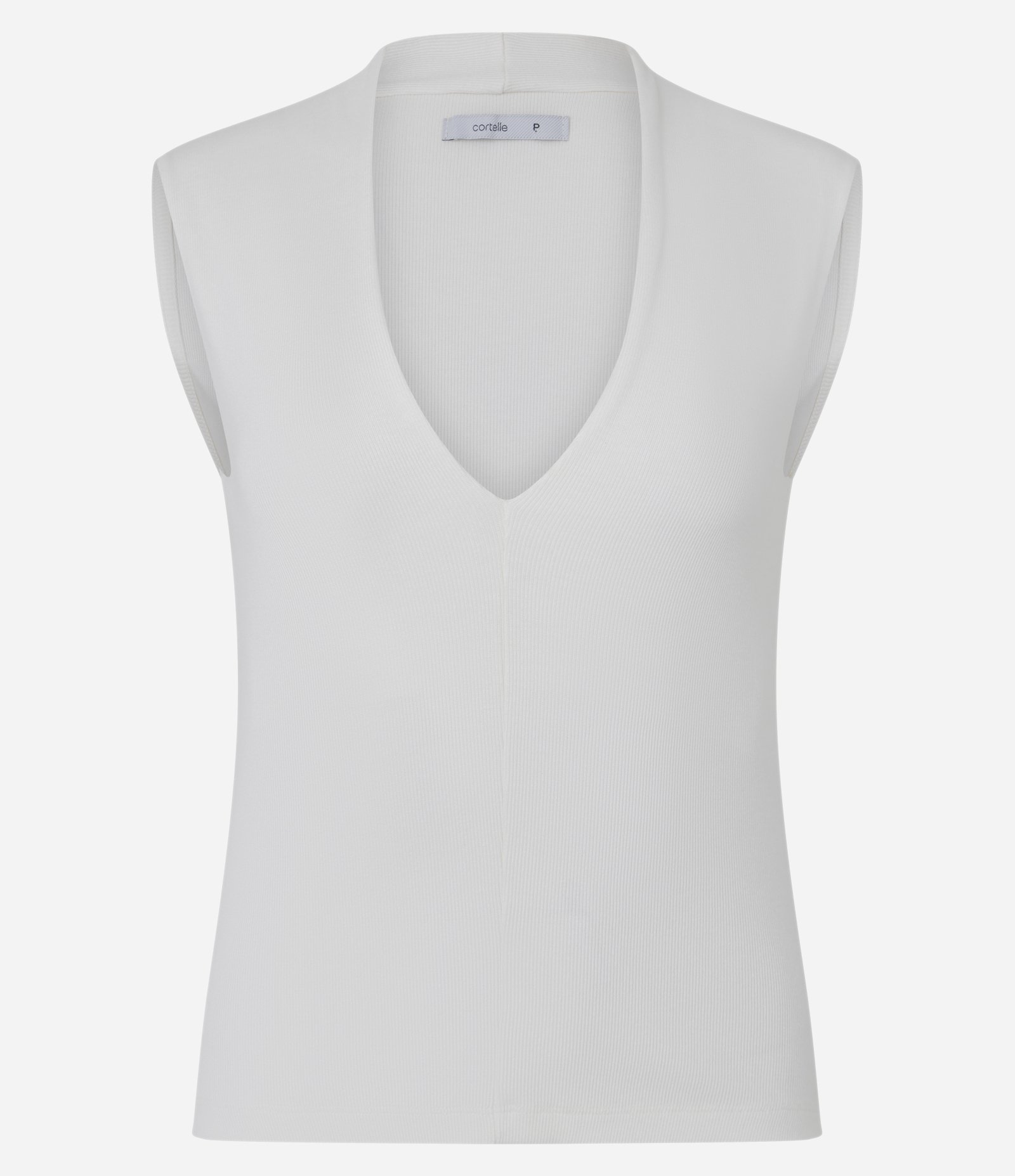 Blusa Regata em Ribana com Alça Larga e Decote V Branco 5