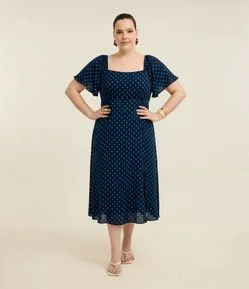 Vestido Midi em Viscose Chalis com Estampa Gravataria Curve & Plus Size