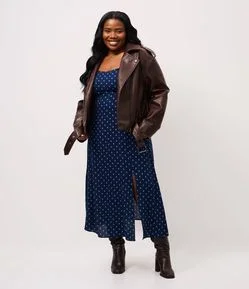 Vestido Midi em Viscose Chalis com Estampa Gravataria Curve & Plus Size