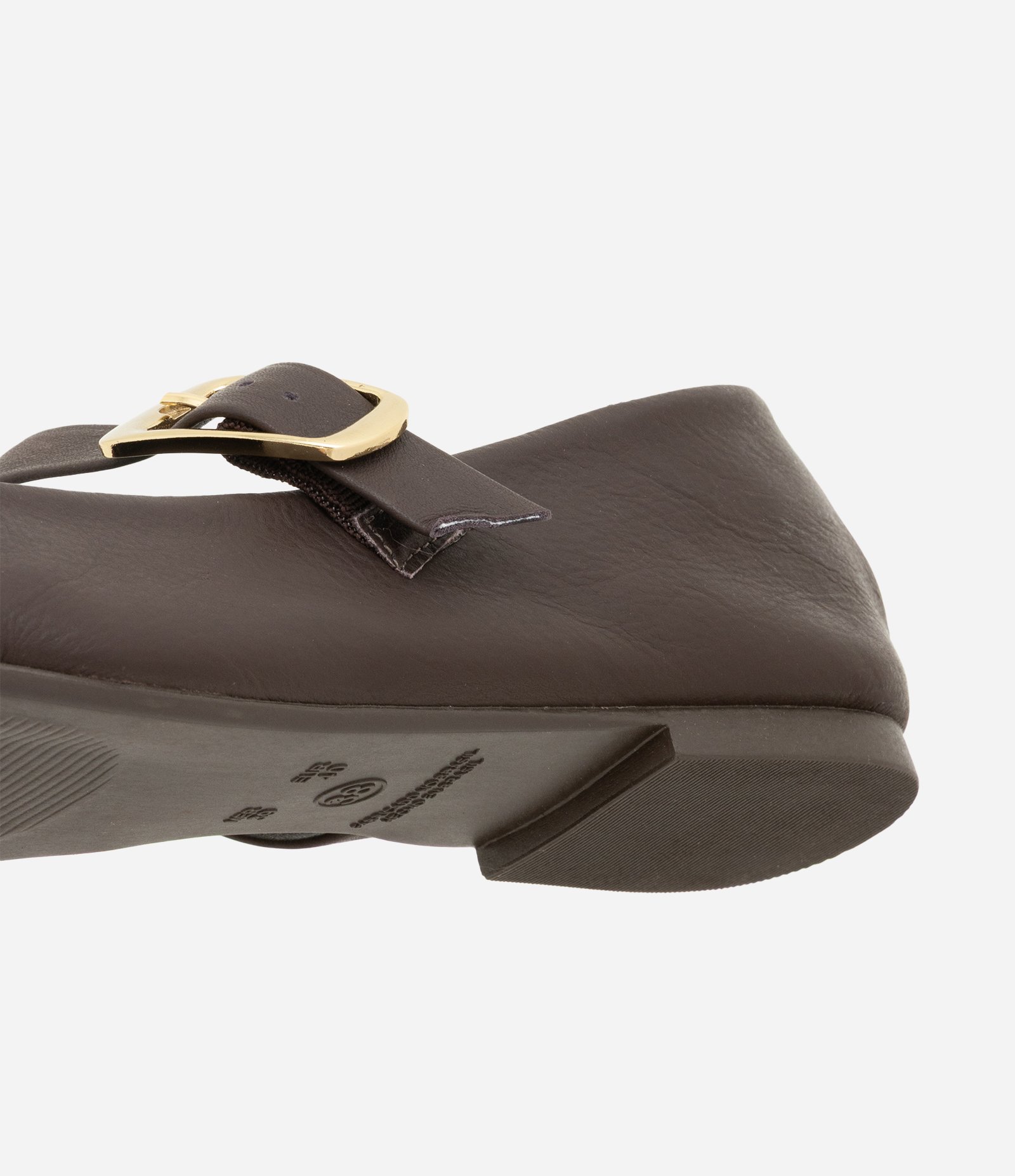 Sapatilha Couro com Fivela Quadrada Marrom Escuro 4