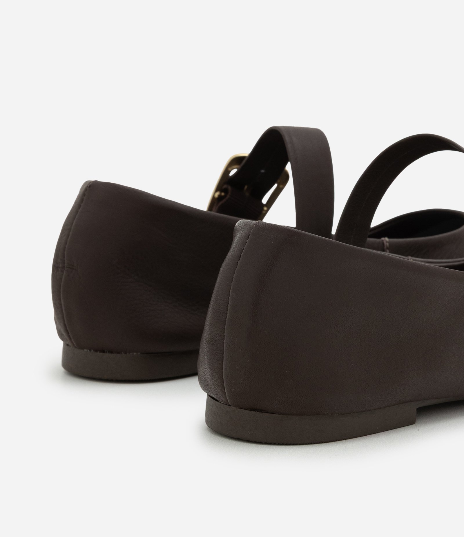 Sapatilha Couro com Fivela Quadrada Marrom Escuro 6