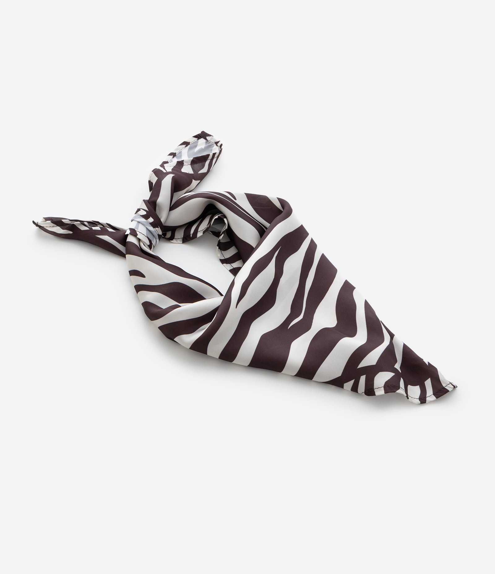 Lenço de Cetim com Estampa de Zebra Marrom 2