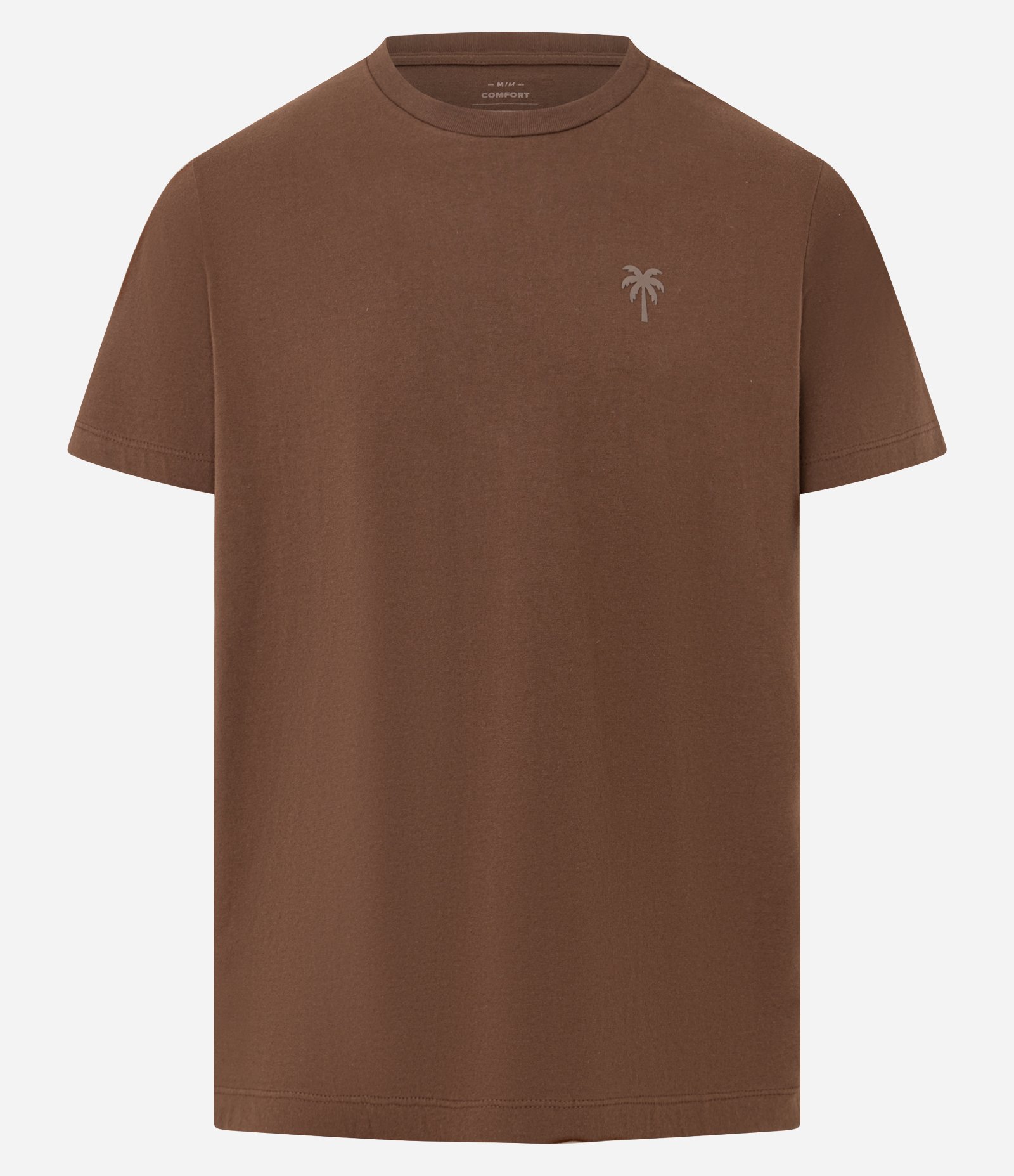 Camiseta Comfort em Algodão com Estampa de Coqueiro Marrom 5