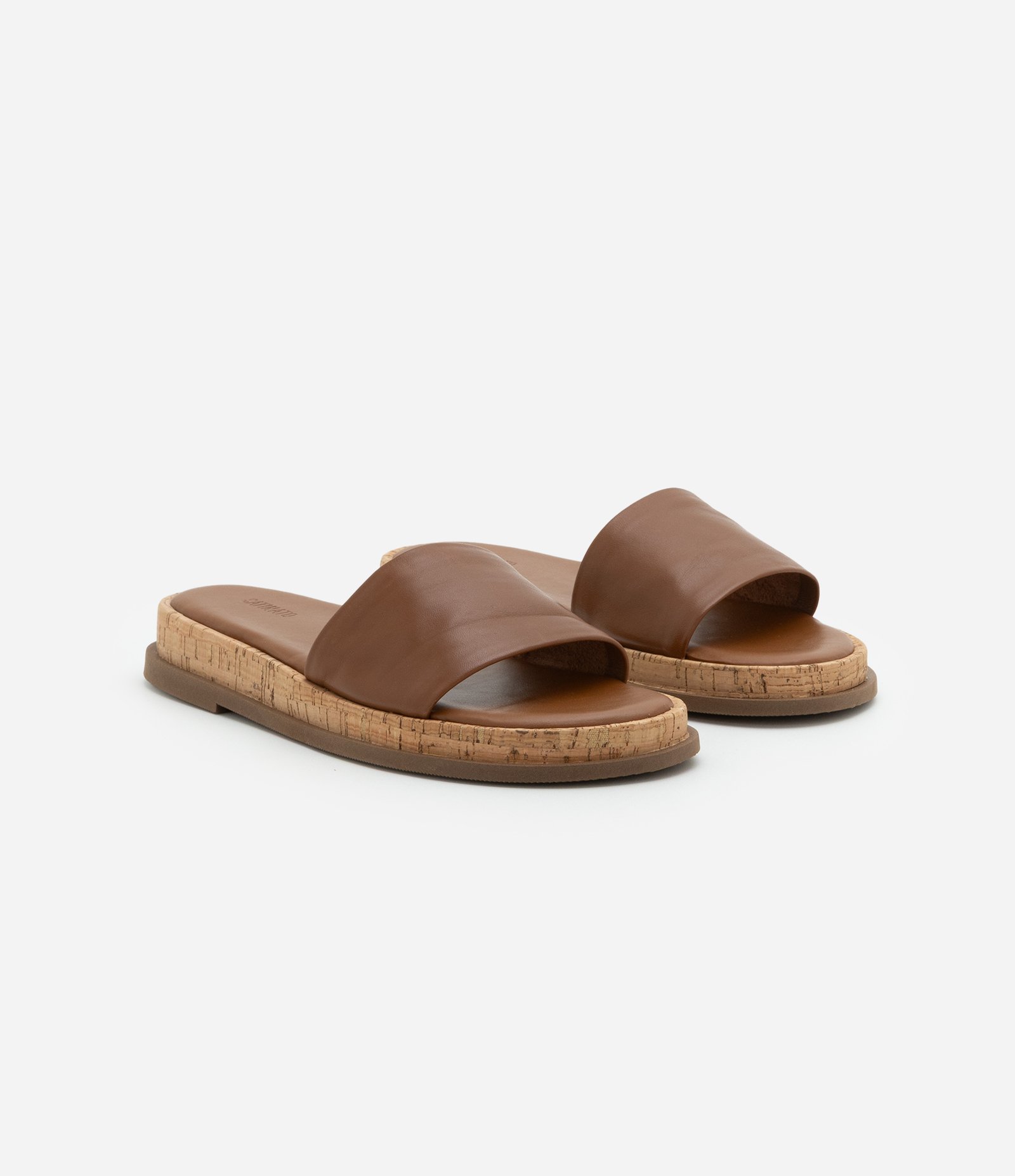 Rasteira em Couro com Sola de Cortiça Marrom 2