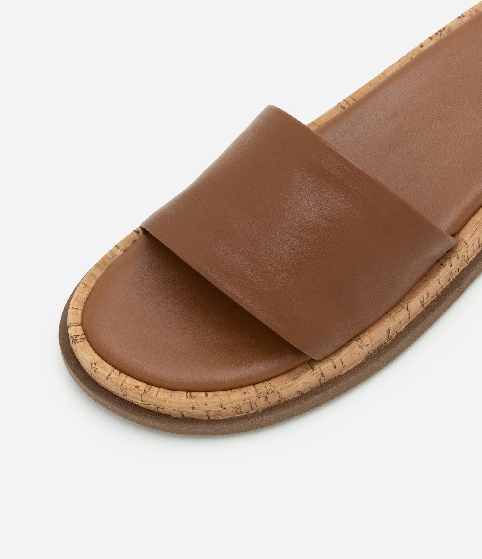 Rasteira em Couro com Sola de Cortiça Marrom 3