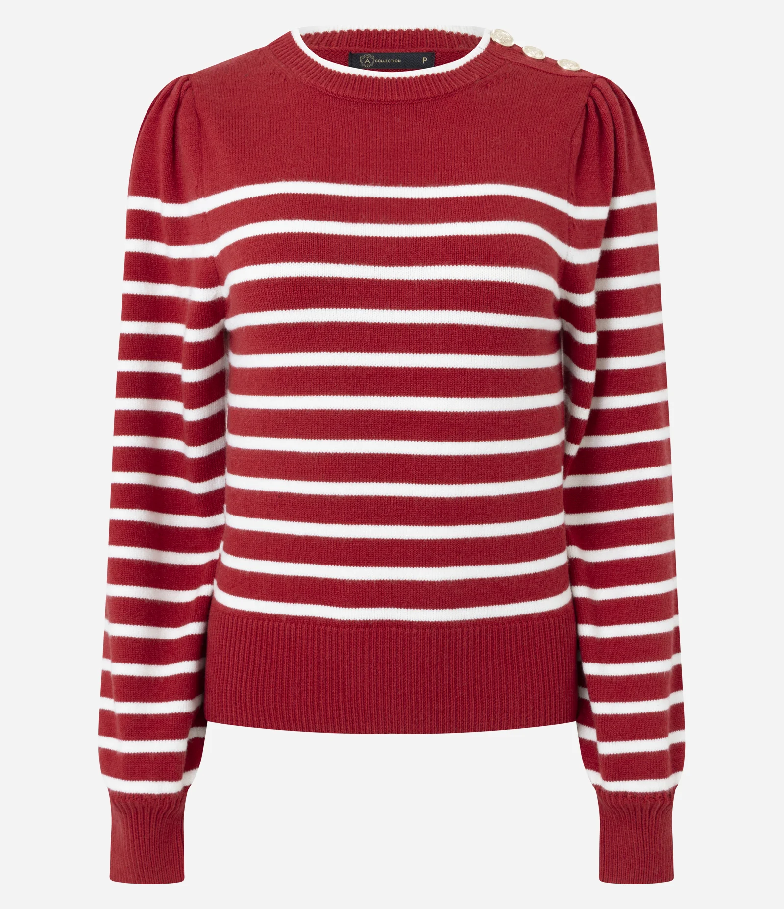 Suéter em Tricô com Estampa Listrada e Botões no Ombro Vermelho 5