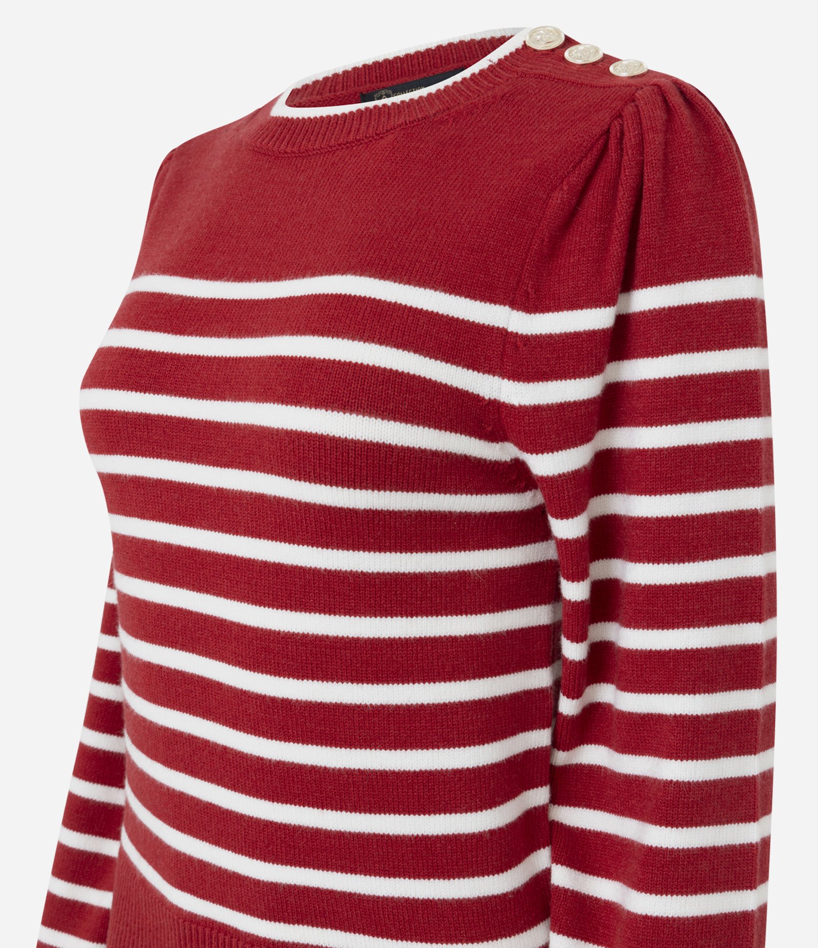 Suéter em Tricô com Estampa Listrada e Botões no Ombro Vermelho 6