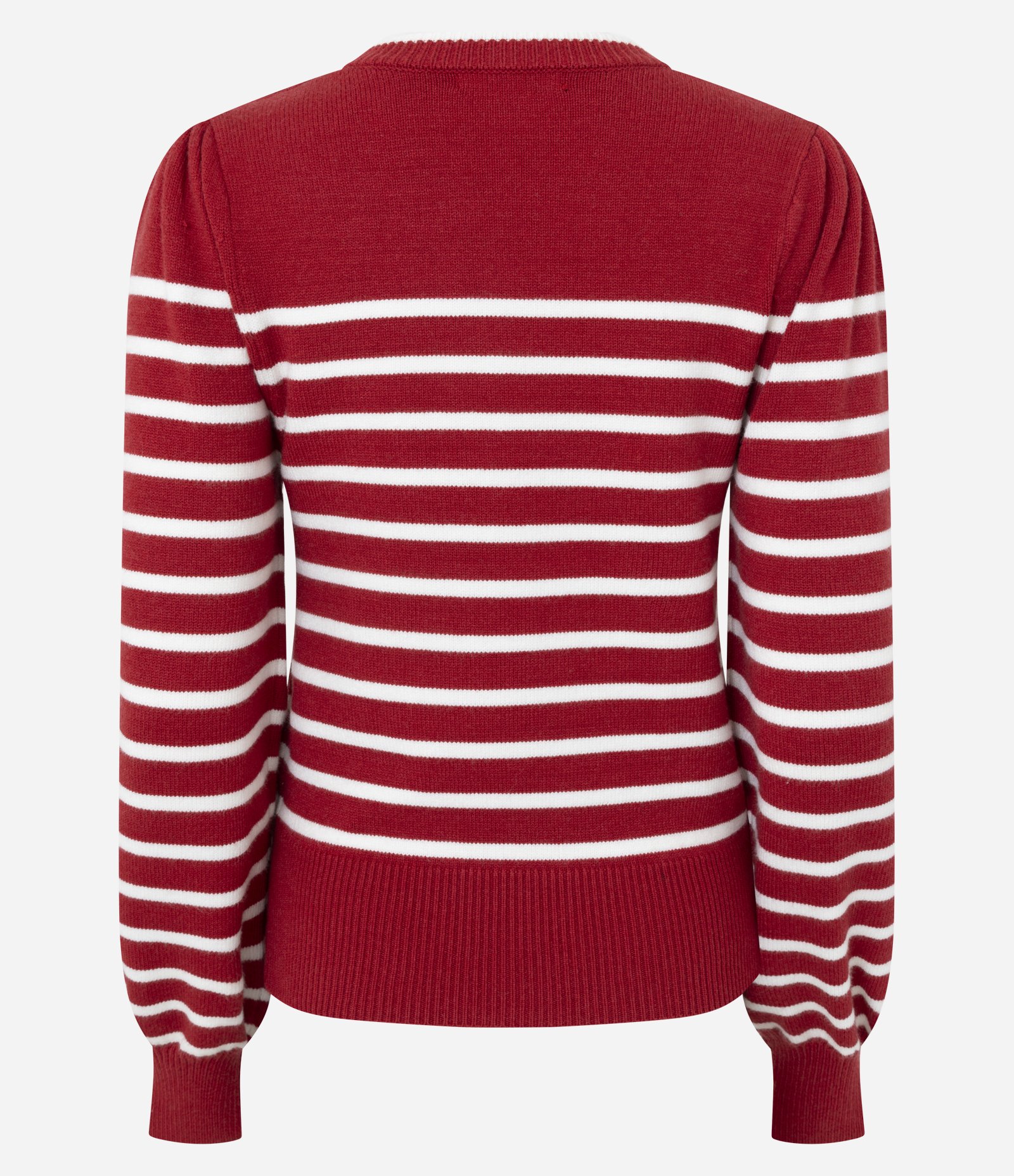 Suéter em Tricô com Estampa Listrada e Botões no Ombro Vermelho 7