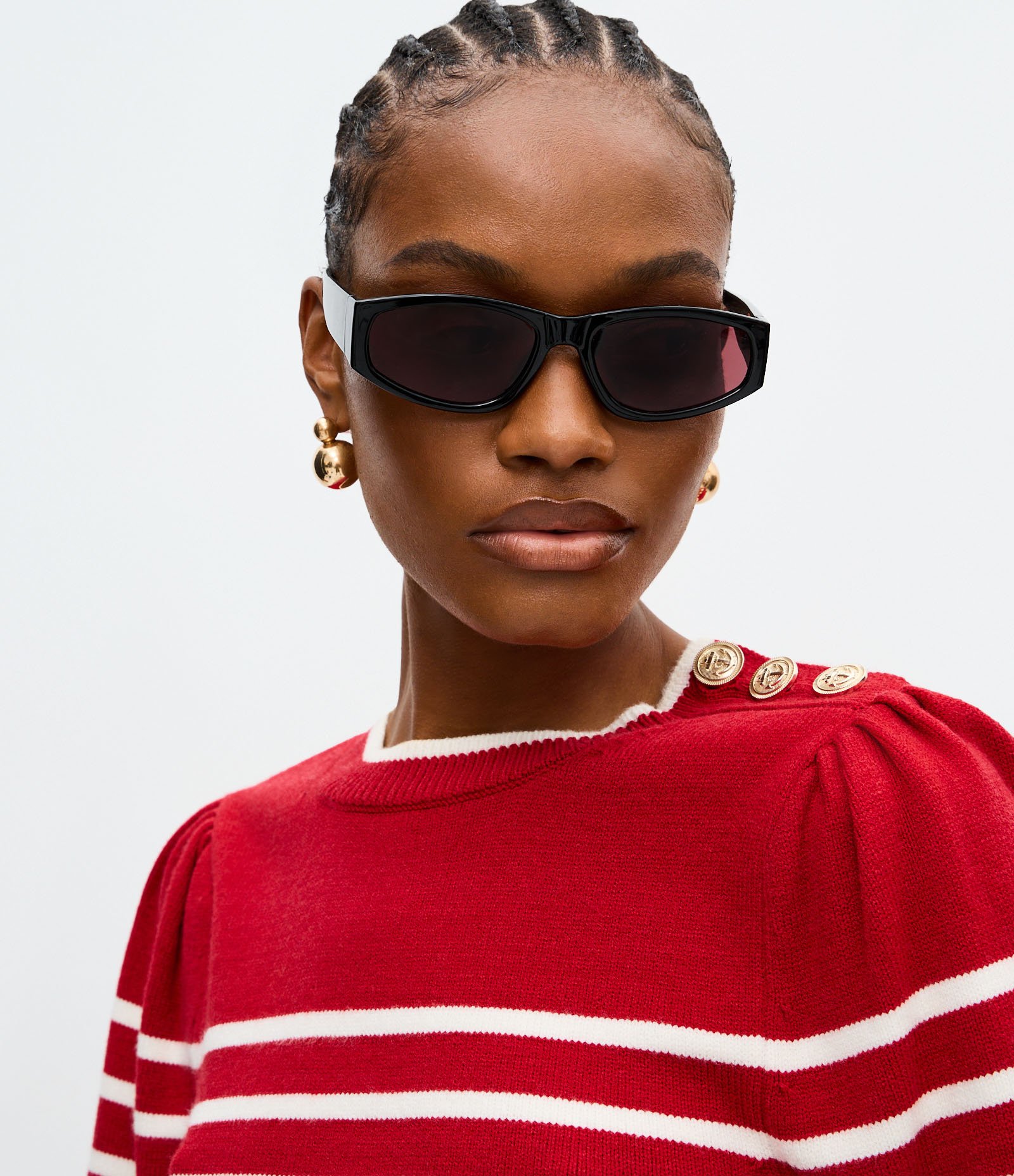 Suéter em Tricô com Estampa Listrada e Botões no Ombro Vermelho 3