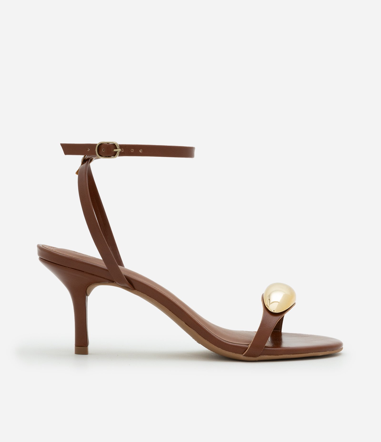 Sandália de Bico Redondo com Detalhes em Bold Marrom 1