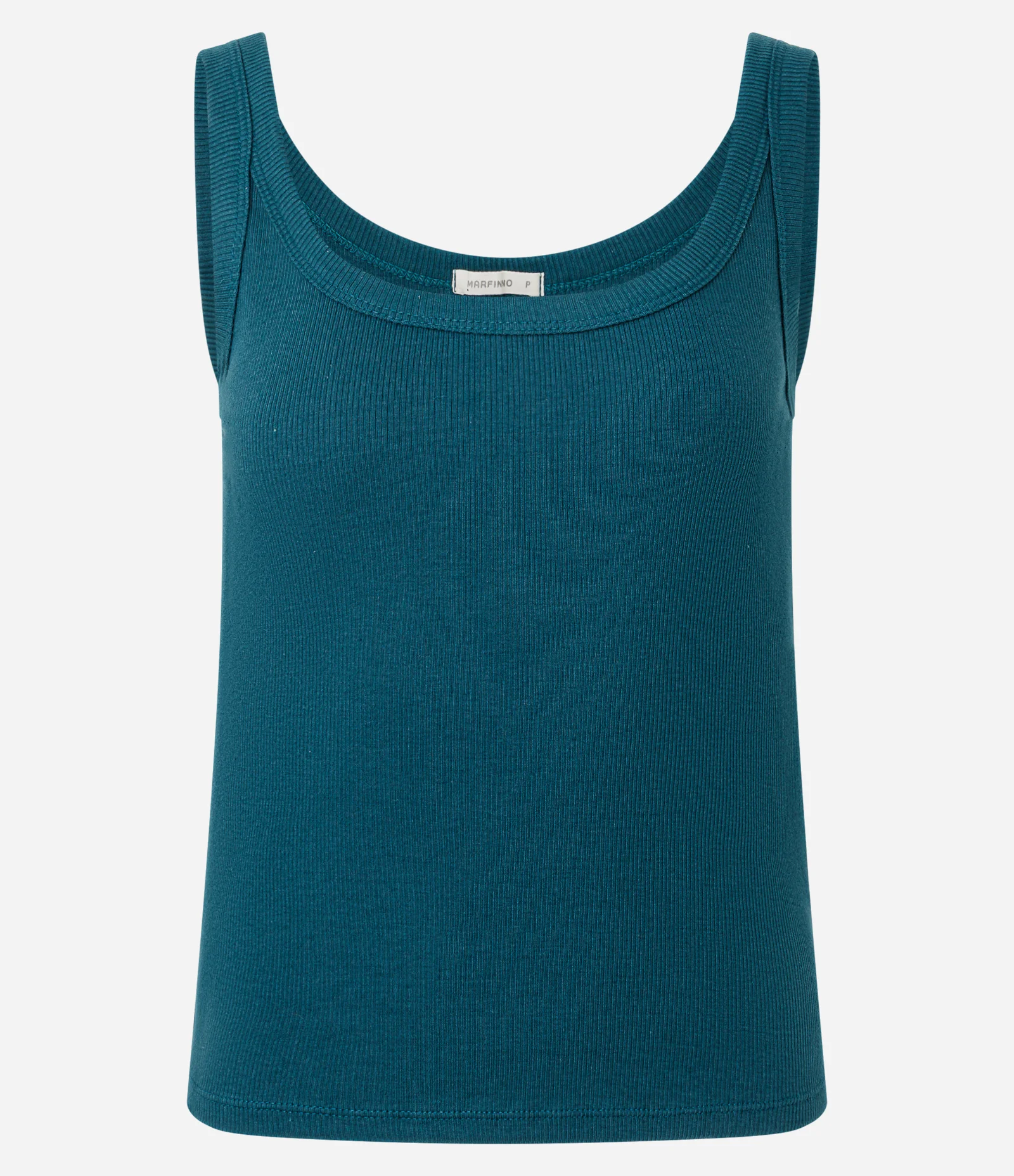 Blusa Regata em Ribana com Decote U Verde Escuro 1