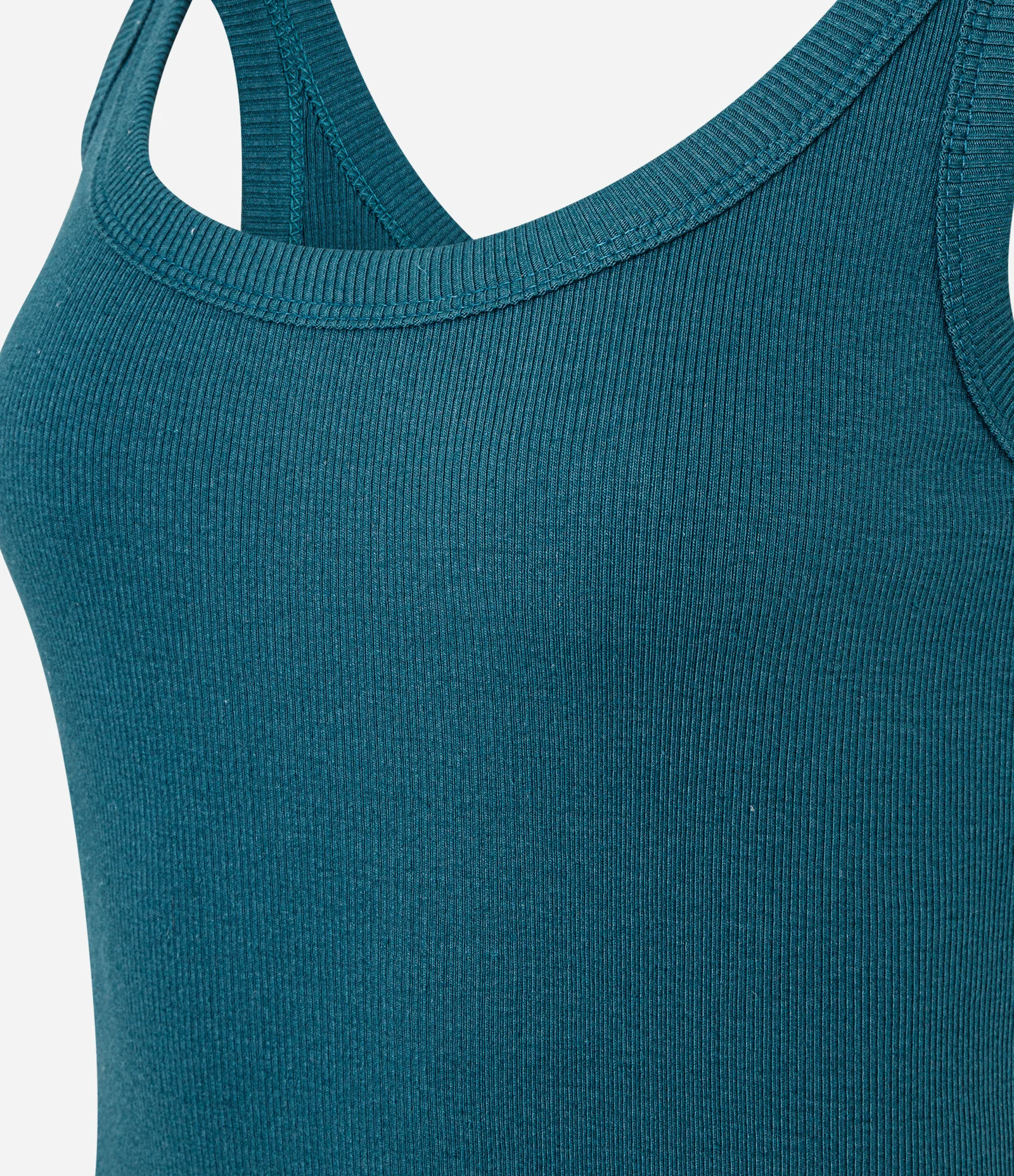 Blusa Regata em Ribana com Decote U Verde Escuro 2