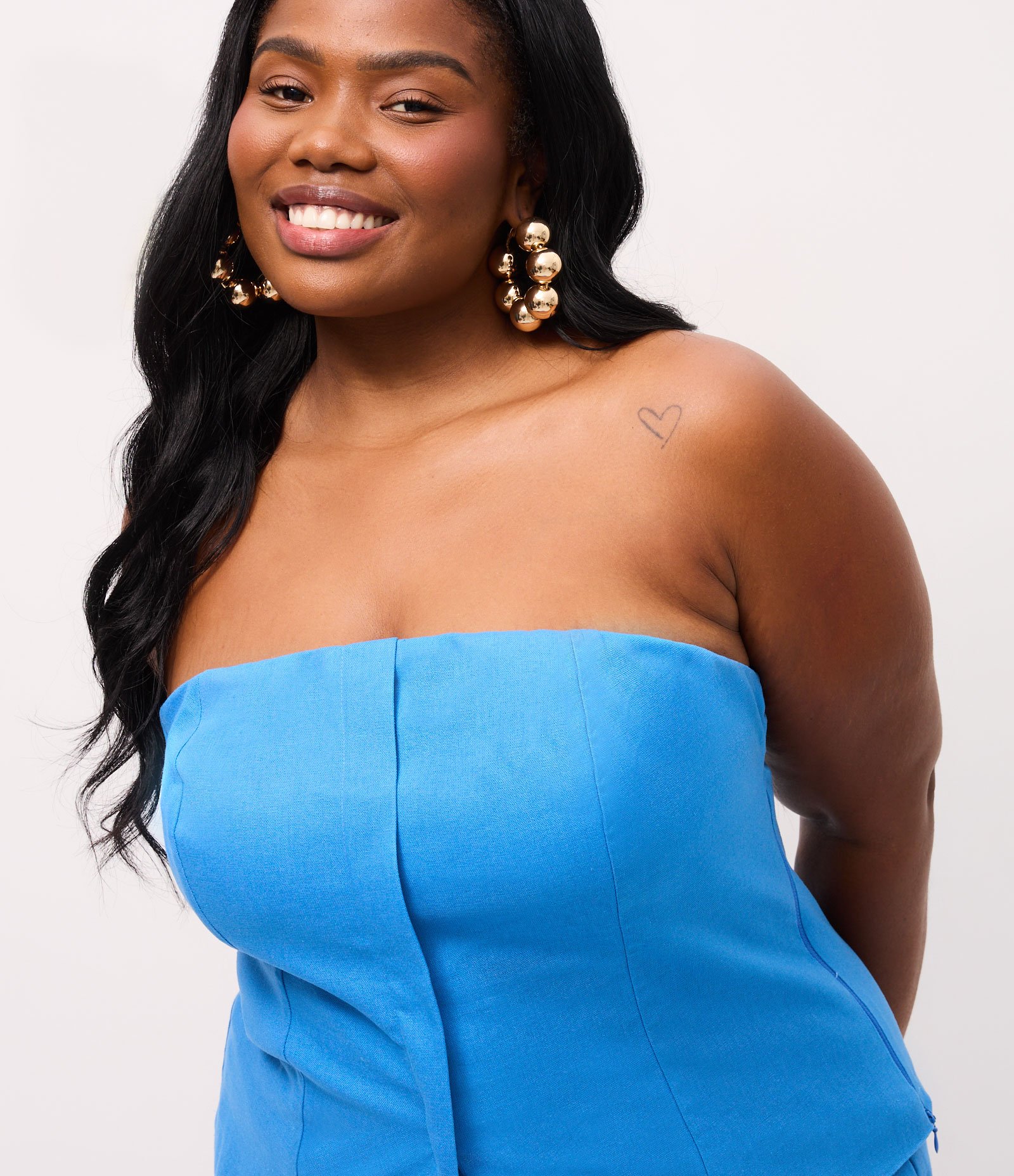 Blusa Tomara que Caia em Viscolinho com Zíper Lateral Curve & Plus Size Azul 3