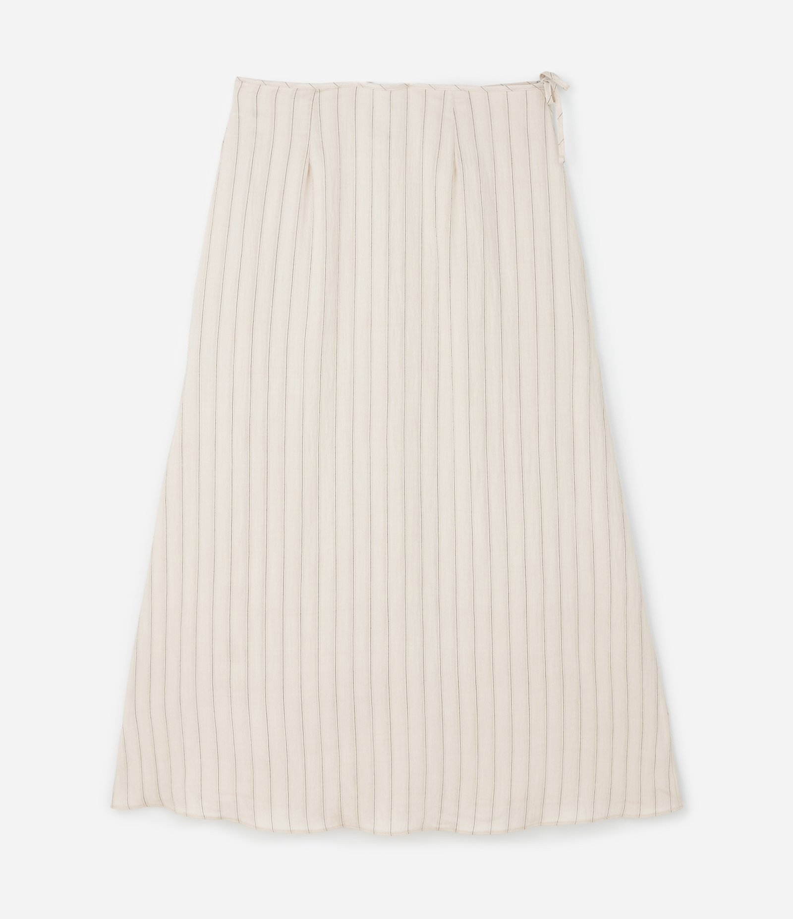 Saia Longa em Viscose com Listras e Amarração Curve & Plus Bege 2