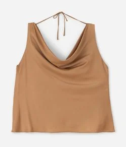 Blusa em Cetim com Decote Degagê Curve & Plus Size