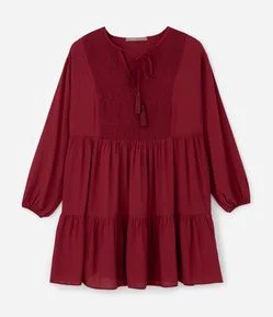 Vestido Curto com Textura Franzida Curve & Plus Size