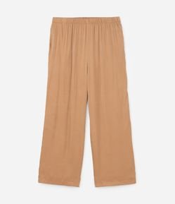 Calça Reta Acetinada com Cós Elástico e Efeito Franzido Curve & Plus Size